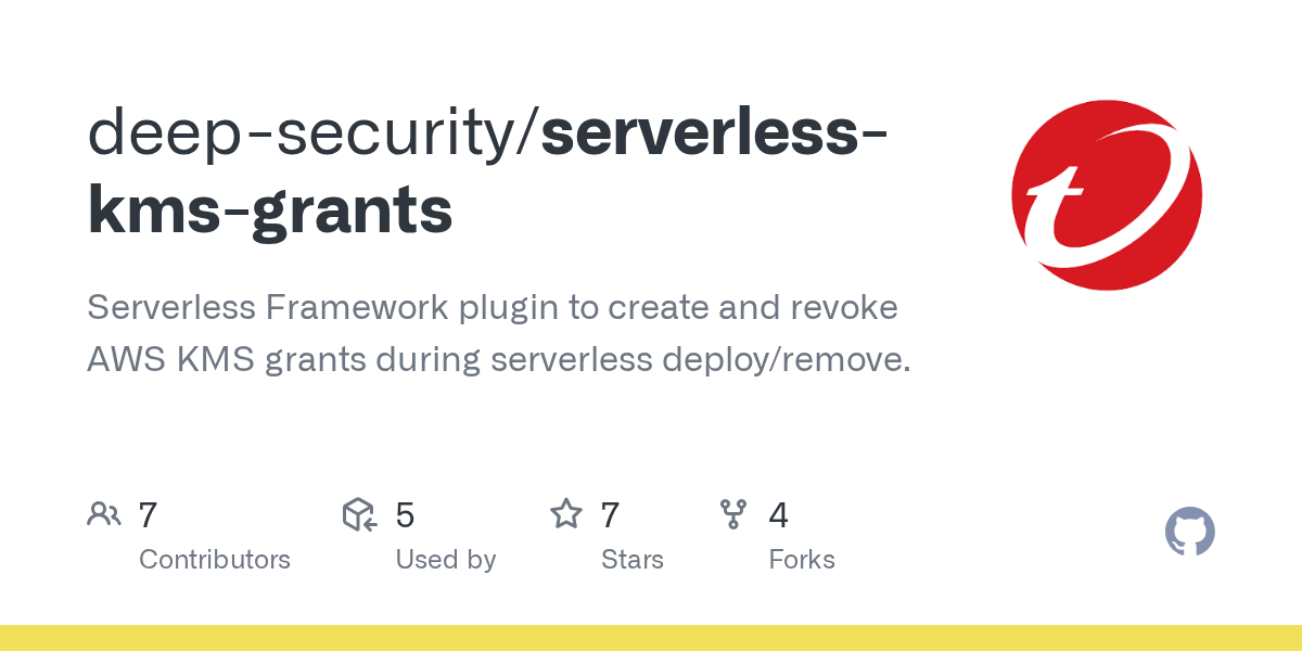 GitHub deepsecurity/serverlesskmsgrants Serverless Framework plugin to create and revoke