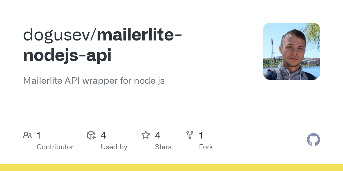 GitHub dogusev/mailerlitenodejsapi Mailerlite API wrapper for node js