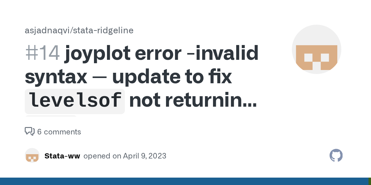 joyplot error invalid syntax update to fix `levelsof` not returning