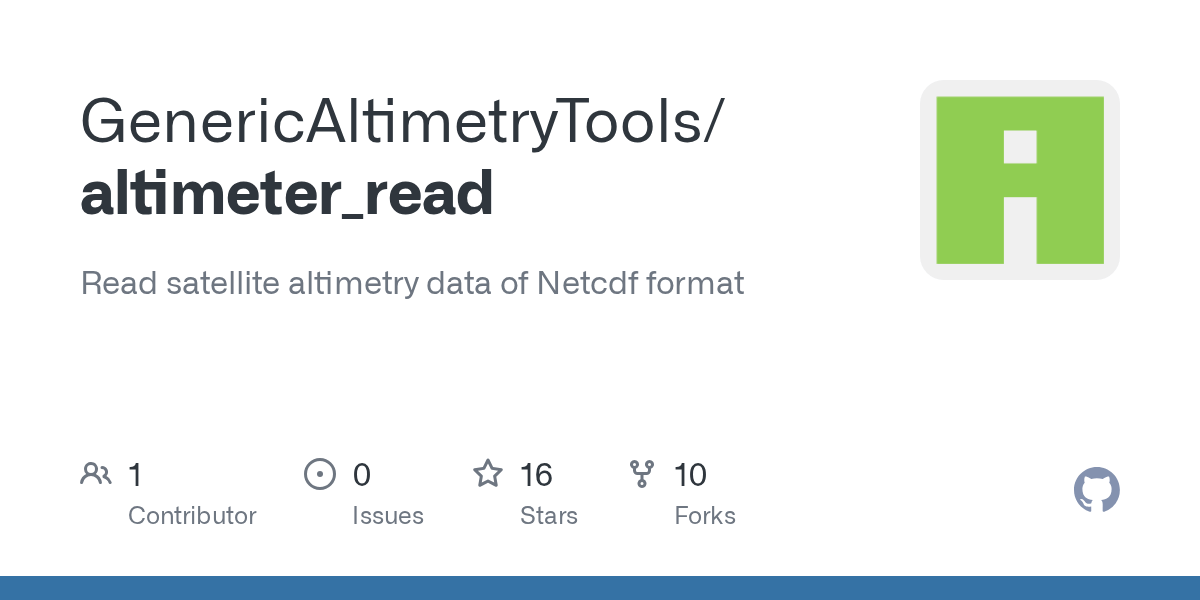 GitHub GenericAltimetryTools/altimeter_read Read satellite altimetry data of Netcdf format