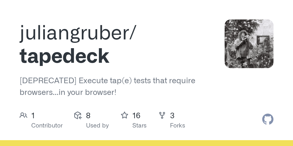 GitHub juliangruber/tapedeck [DEPRECATED] Execute tap(e) tests that require browsers...in