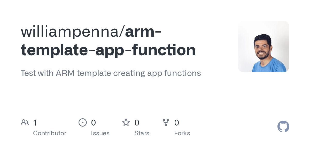 GitHub williampenna/armtemplateappfunction Test with ARM template