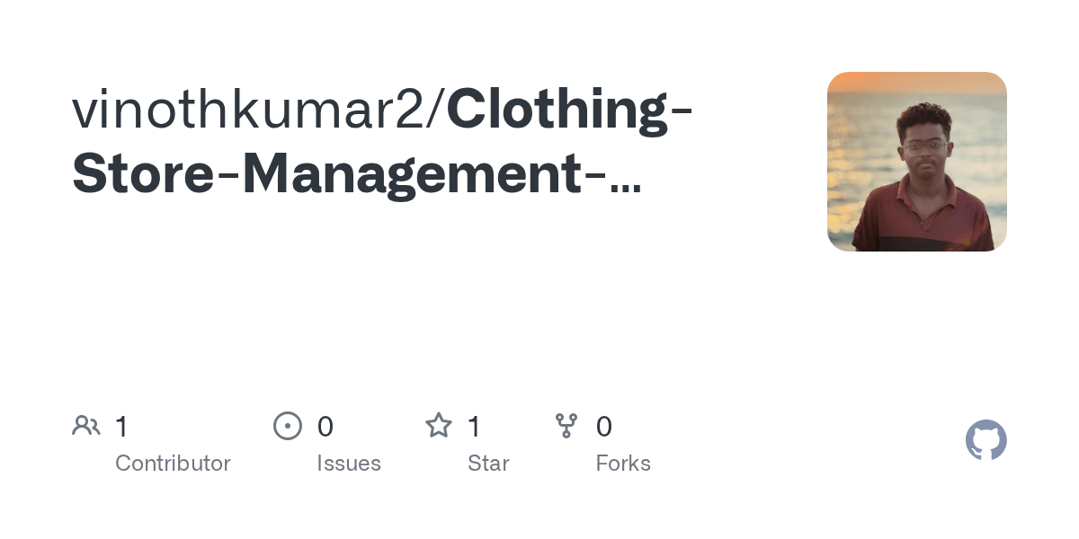 GitHub vinothkumar2/ClothingStoreManagementSystem