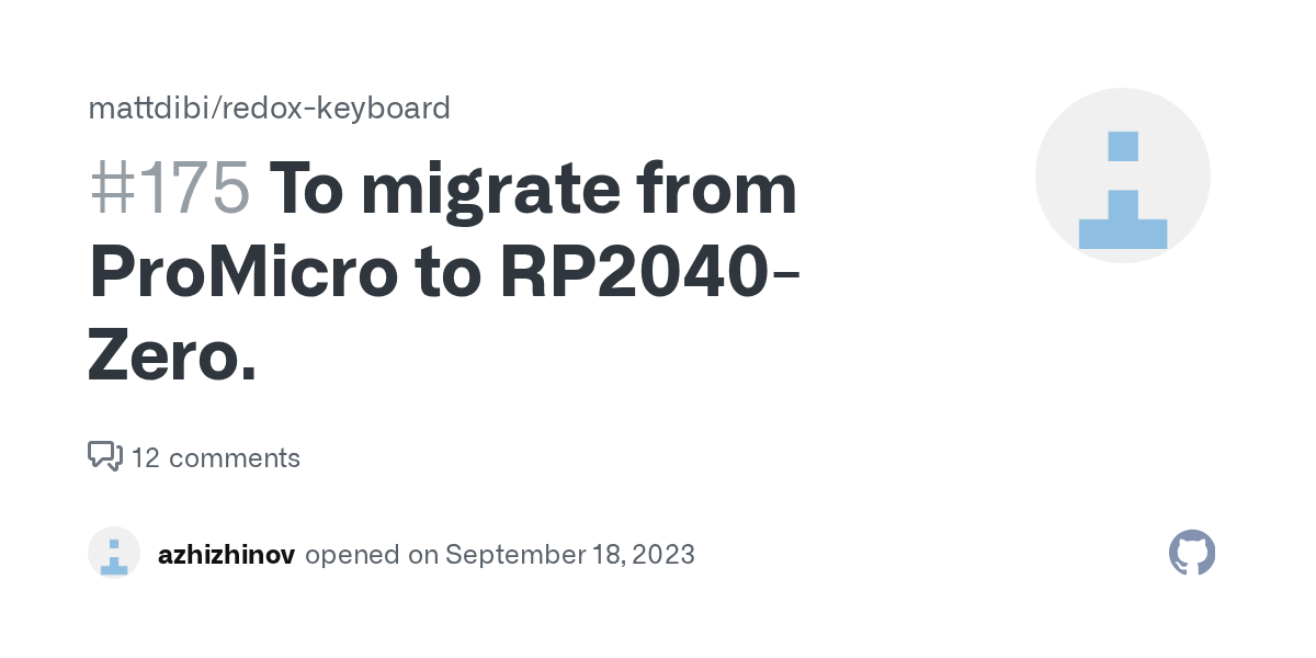 To migrate from ProMicro to RP2040Zero. · Issue 175 · mattdibi/redoxkeyboard · GitHub
