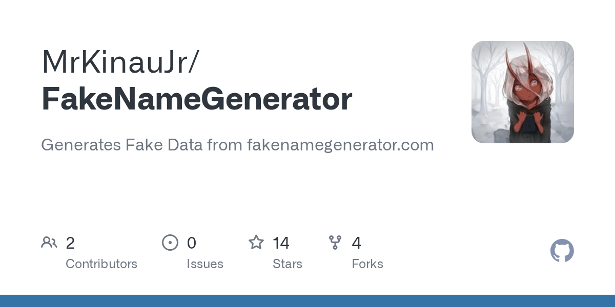 GitHub MrKinauJr/FakeNameGenerator Generates Fake Data from
