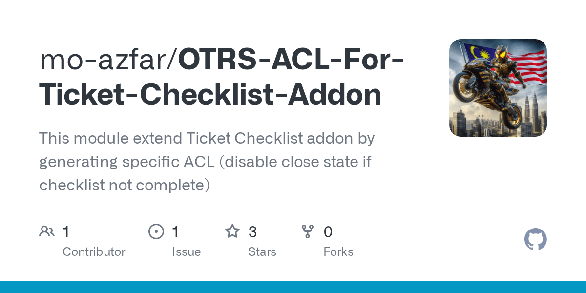 GitHub moazfar/OTRSACLForTicketChecklistAddon This module