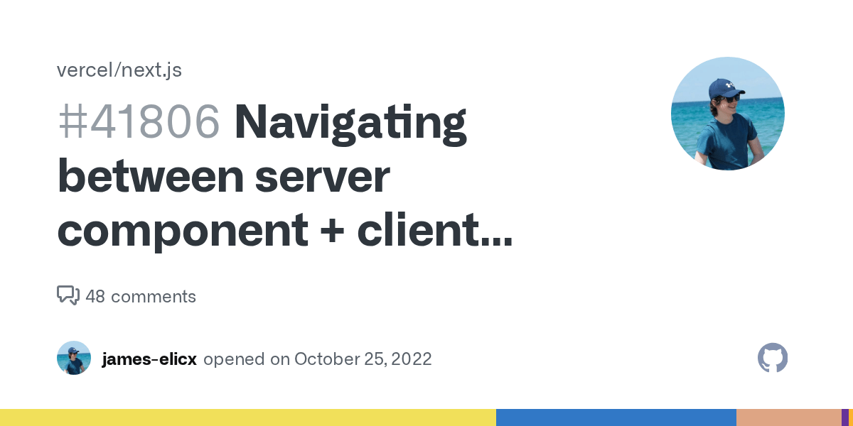 Navigating between server component + client component page throws