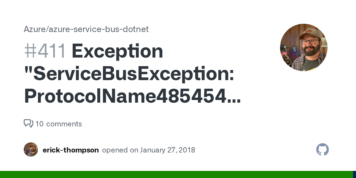 Exception "ServiceBusException ProtocolName48545450" when sending to a