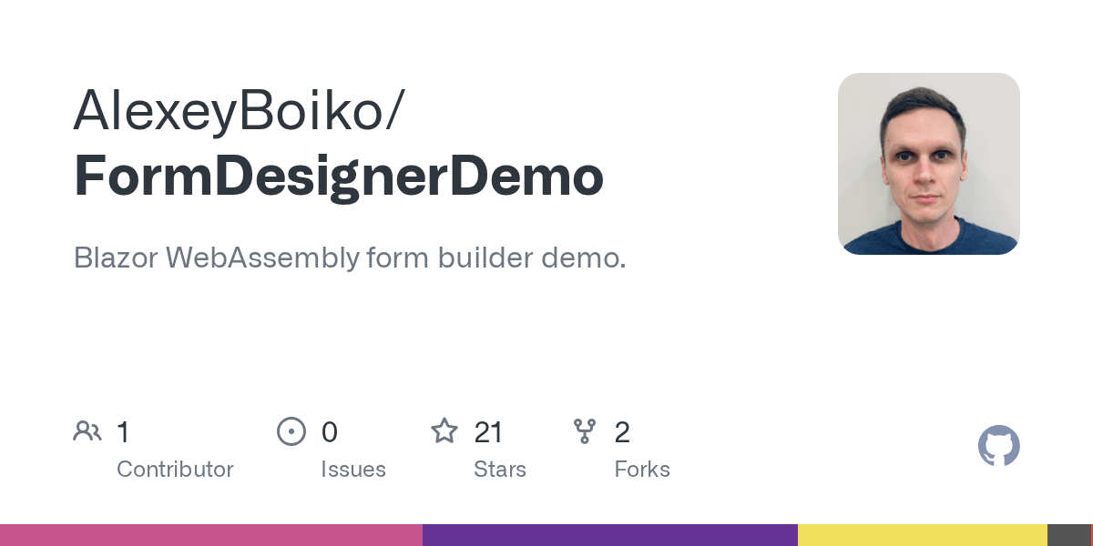 GitHub AlexeyBoiko/FormDesignerDemo Blazor WebAssembly form builder