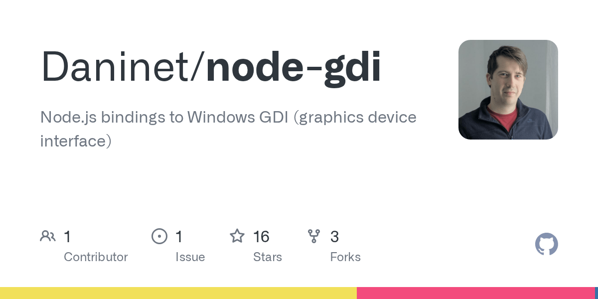 GitHub Node.js bindings to Windows GDI