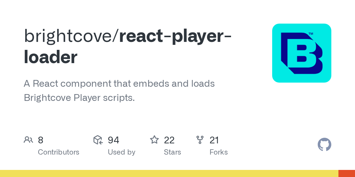 GitHub brightcove/reactplayerloader A React component that embeds