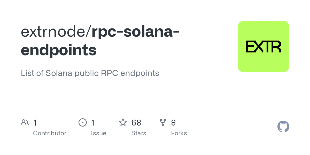 GitHub extrnode/rpcsolanaendpoints List of Solana public RPC endpoints