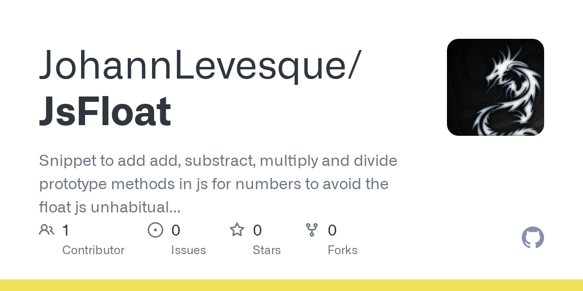 GitHub JohannLevesque/JsFloat Snippet to add add, substract