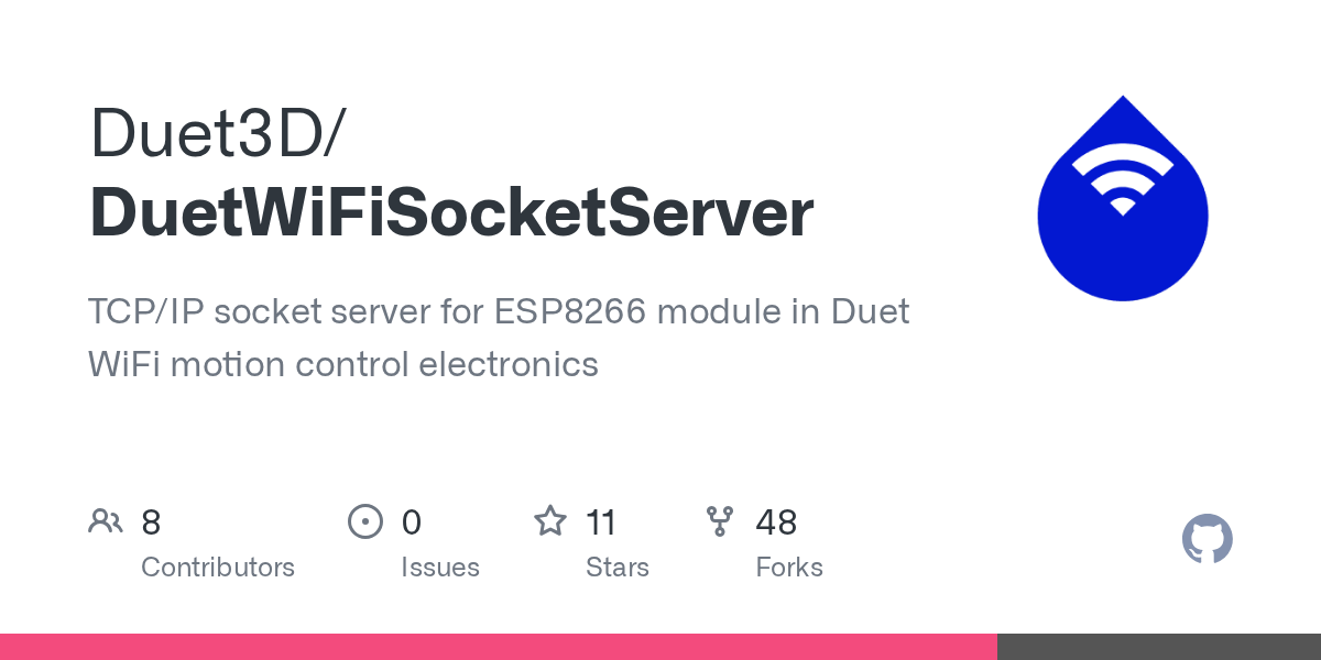 GitHub Duet3D/DuetWiFiSocketServer TCP/IP socket server for ESP8266