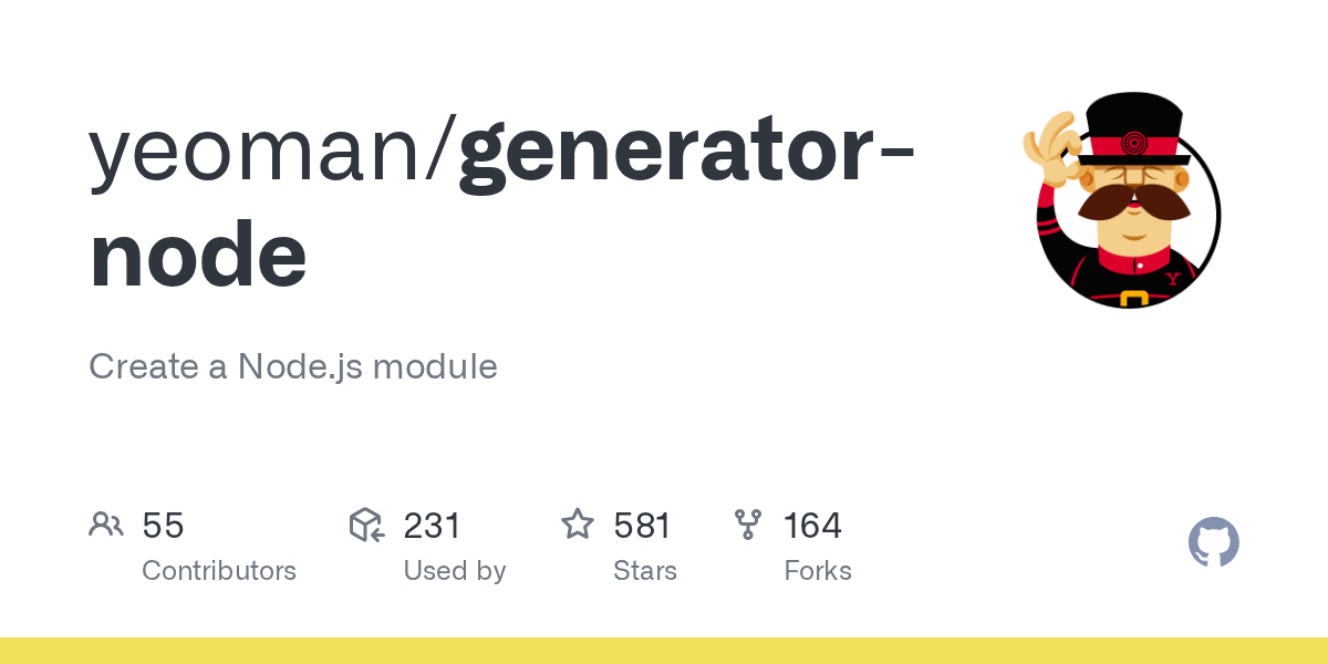 GitHub yeoman/generatornode Create a Node.js module
