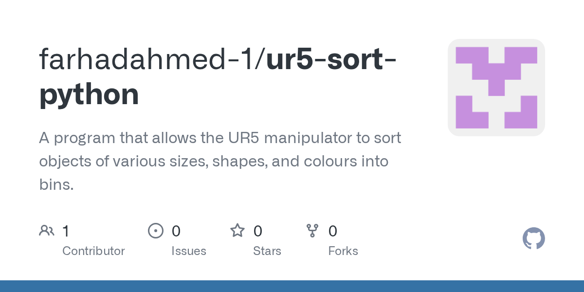 GitHub farhadahmed1/ur5sortpython A program that allows the UR5