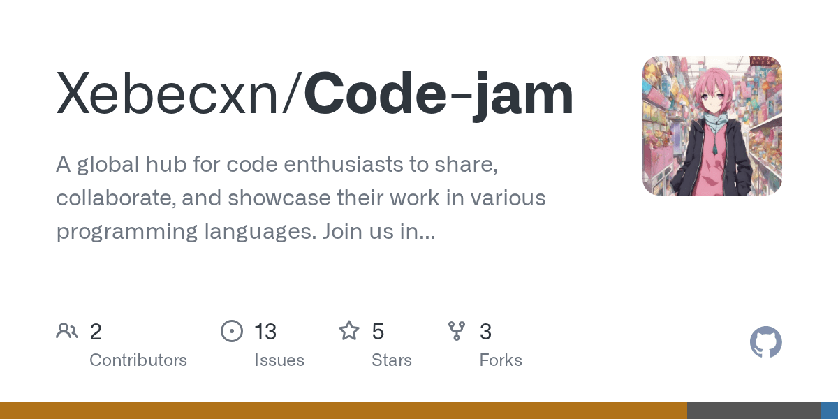 GitHub Xebecxn/Codejam A global hub for code enthusiasts to share