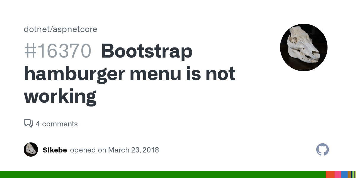 Bootstrap hamburger menu is not working · Issue 16370 ·