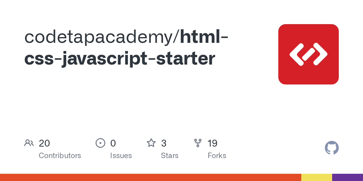 GitHub codetapacademy/htmlcssjavascriptstarter