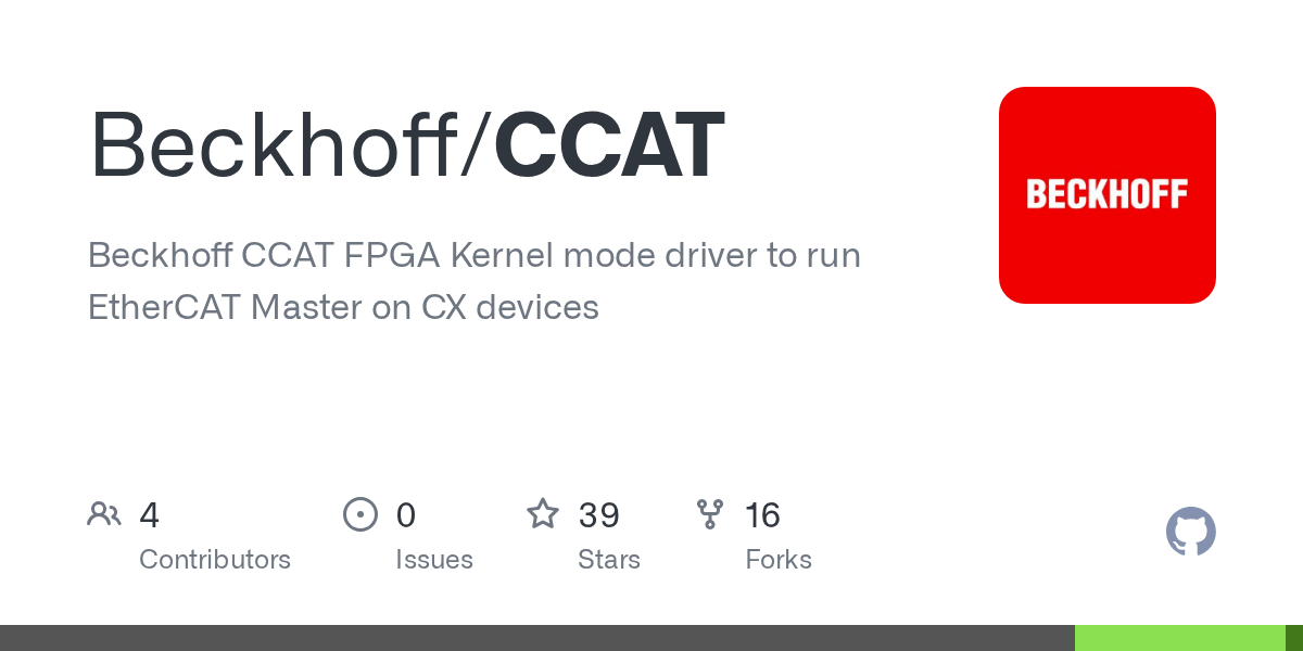GitHub Beckhoff/CCAT Beckhoff CCAT FPGA Kernel mode driver to run