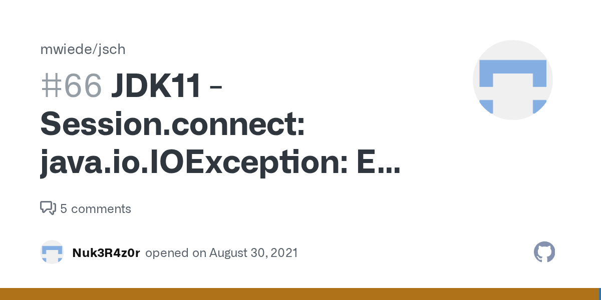 JDK11 Session.connect java.io.IOException End of IO Stream Read