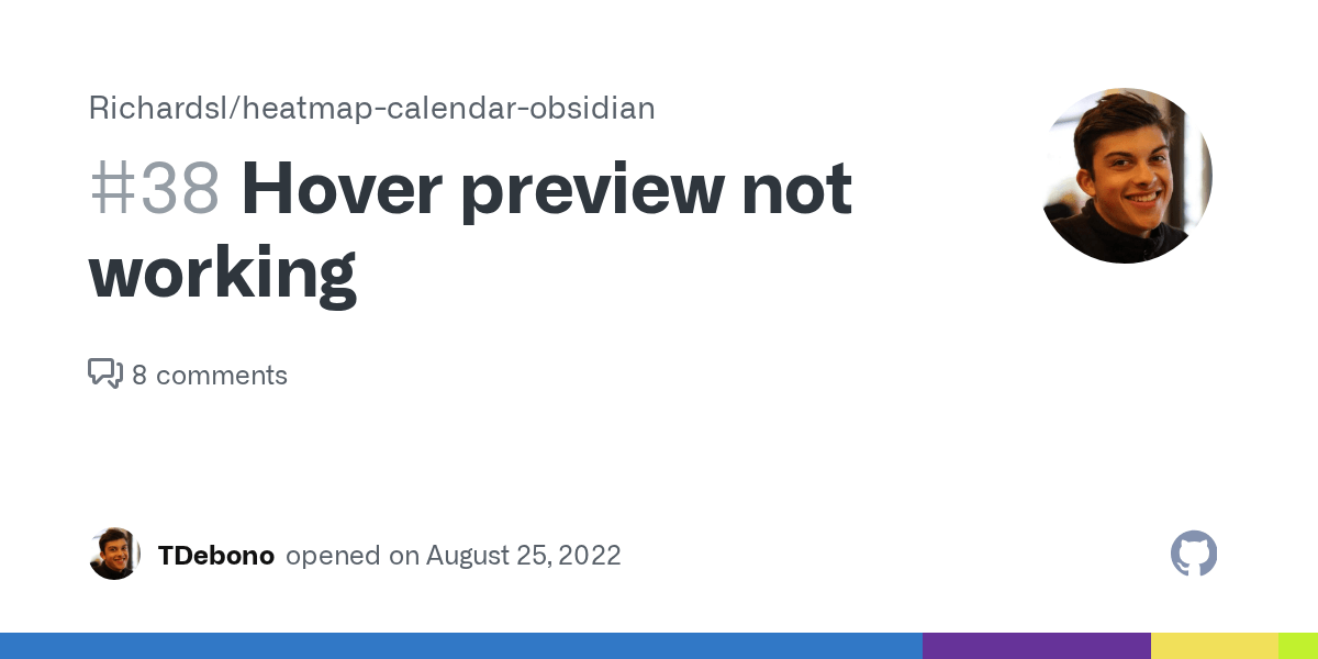 Hover preview not working · Issue 38 · Richardsl/heatmapcalendarobsidian · GitHub