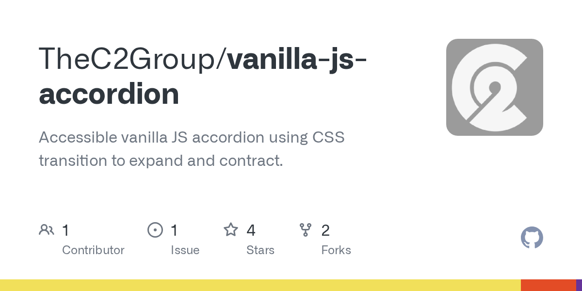 GitHub TheC2Group/vanillajsaccordion Accessible vanilla JS