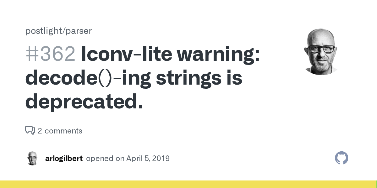 Iconvlite warning decode()ing strings is deprecated. · Issue 362