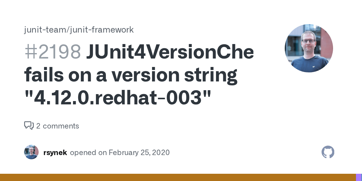 JUnit4VersionCheck fails on a version string "4.12.0.redhat003