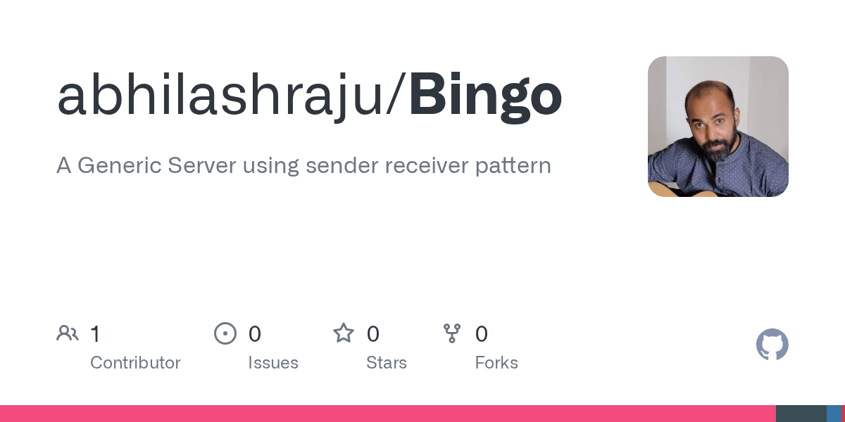 GitHub abhilashraju/Bingo A Generic Server using sender receiver pattern