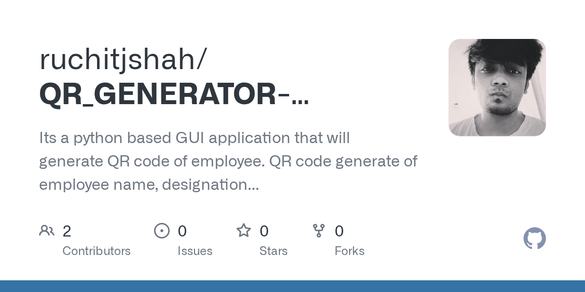 GitHub ruchitjshah/QR_GENERATORPYTHON Its a python