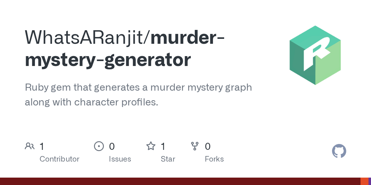 GitHub WhatsARanjit/murdermysterygenerator Ruby gem that generates