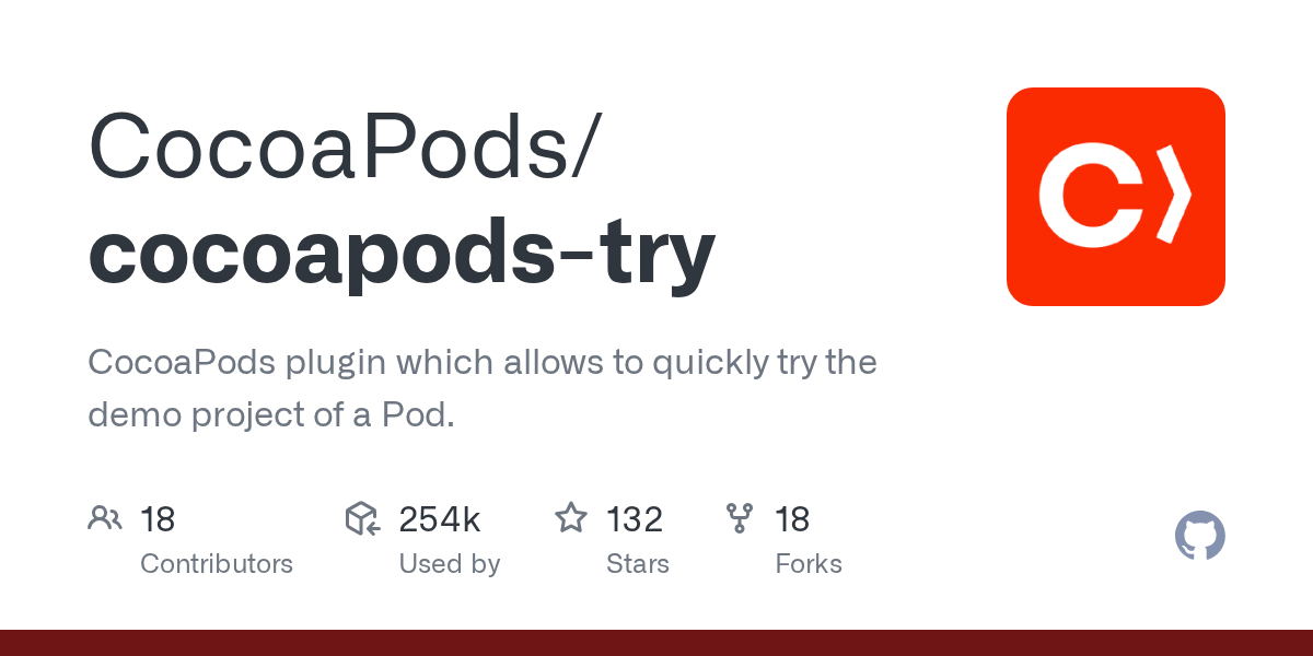GitHub CocoaPods/cocoapodstry CocoaPods plugin which allows to