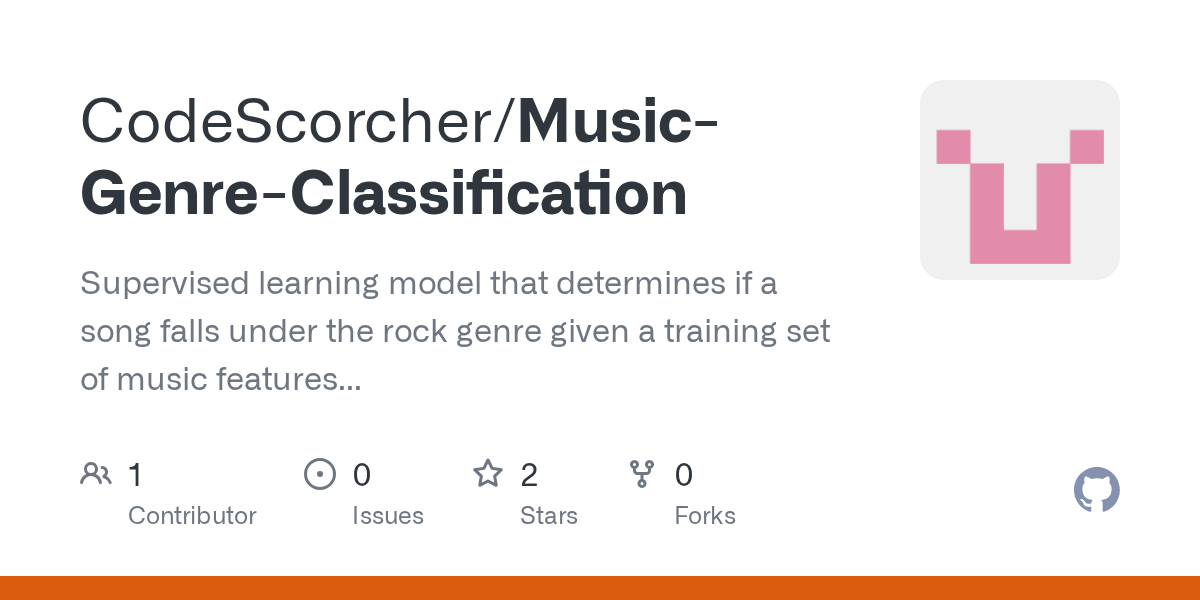 GitHub CodeScorcher/MusicGenreClassification Supervised learning