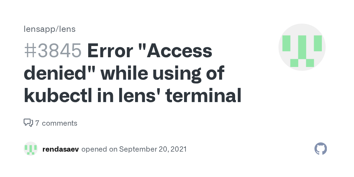 Error "Access denied" while using of kubectl in lens' terminal · Issue