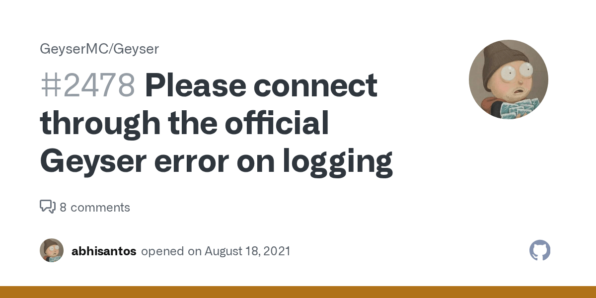 Please connect through the official Geyser error on logging · Issue