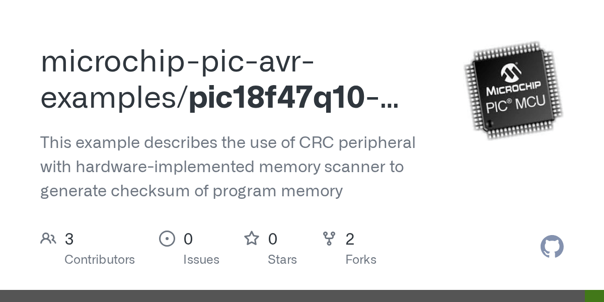 GitHub microchippicavrexamples/pic18f47q10crcwithmemoryscanner