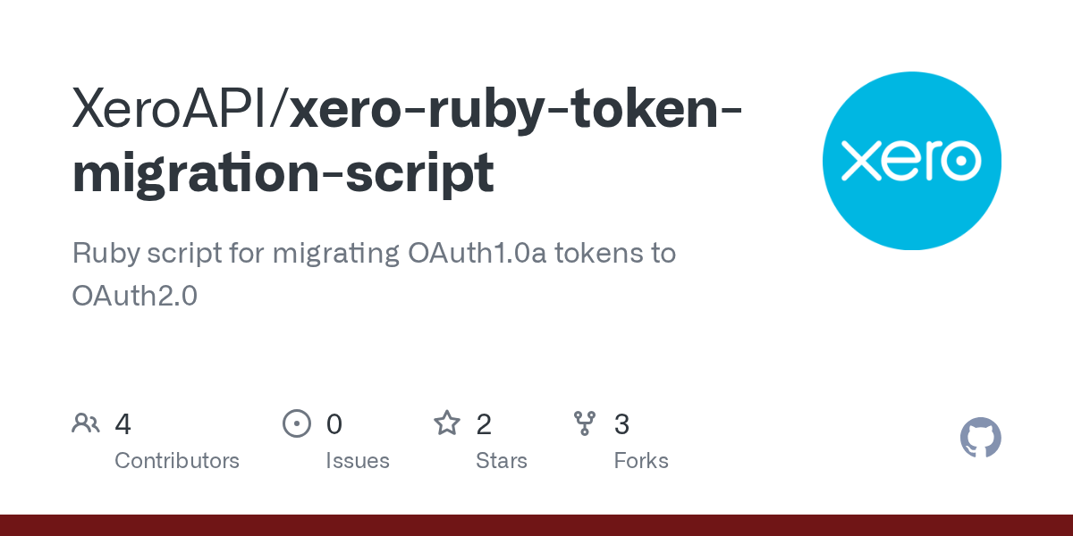 GitHub XeroAPI/xerorubytokenmigrationscript Ruby script for
