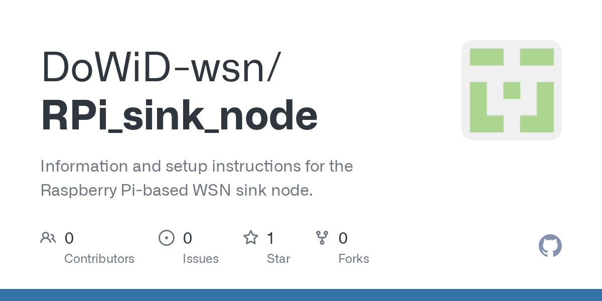 GitHub DoWiDwsn/RPi_sink_node Information and setup instructions