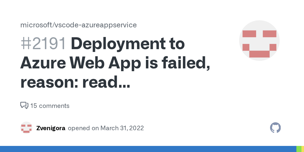 Deployment to Azure Web App is failed, reason read ECONNRESET · Issue