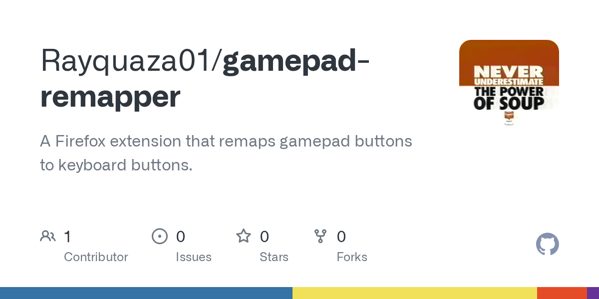 GitHub Rayquaza01/gamepadremapper A Firefox extension that remaps gamepad buttons to