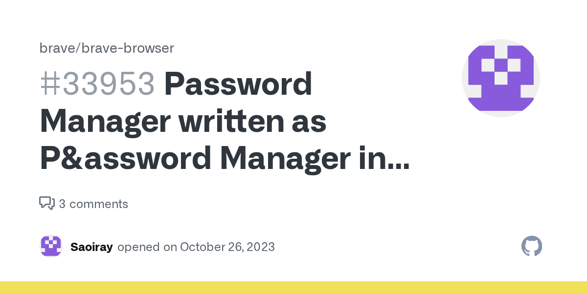 Password Manager written as P&assword Manager in Shortcuts settings