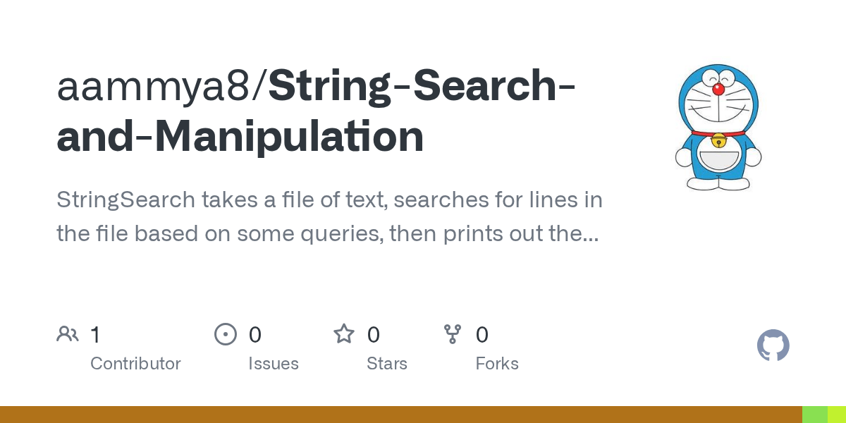 GitHub doraemon127/StringSearchandManipulation StringSearch takes