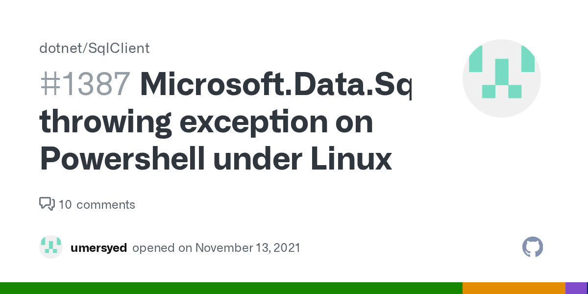 Microsoft.Data.SqlClient throwing exception on Powershell under Linux