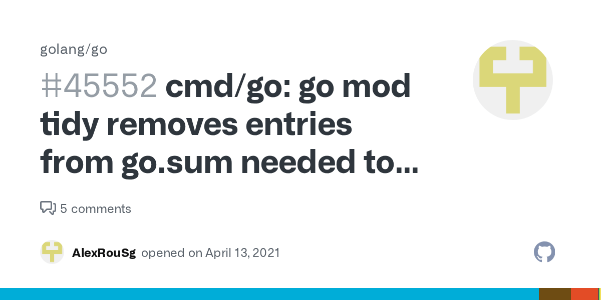 cmd/go go mod tidy removes entries from go.sum needed to execute "go