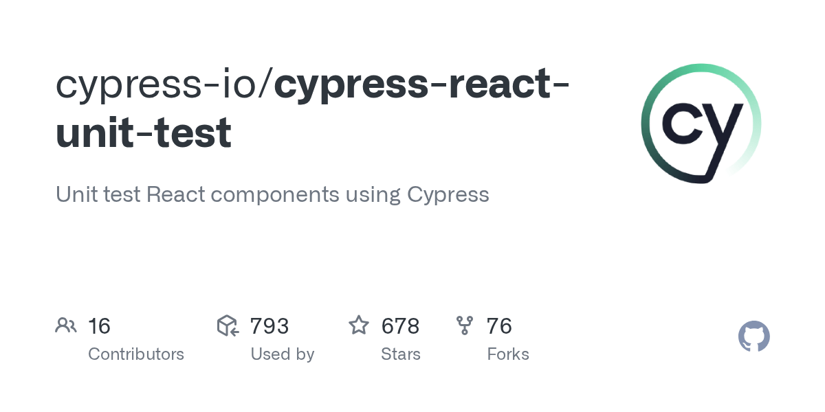 GitHub cypressio/cypressreactunittest Unit test React components