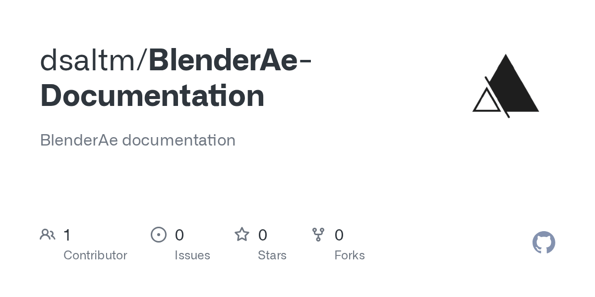 GitHub dsaltm/BlenderAeDocumentation BlenderAe documentation
