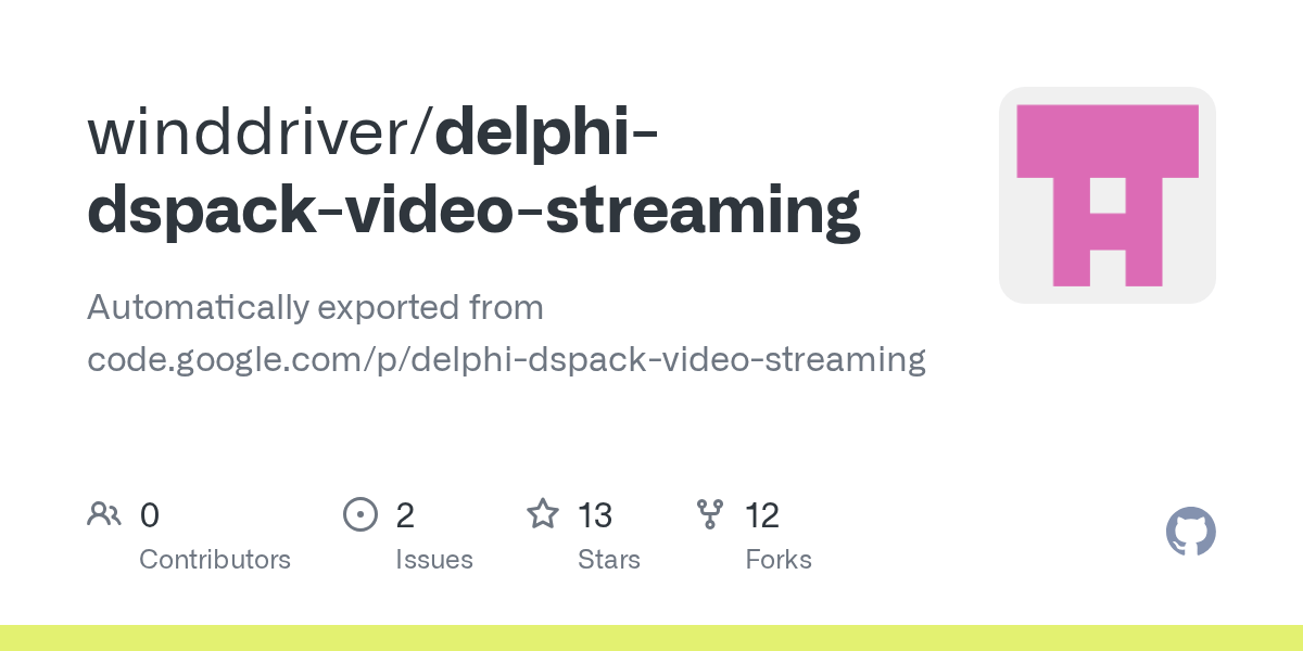 GitHub winddriver/delphidspackvideostreaming Automatically