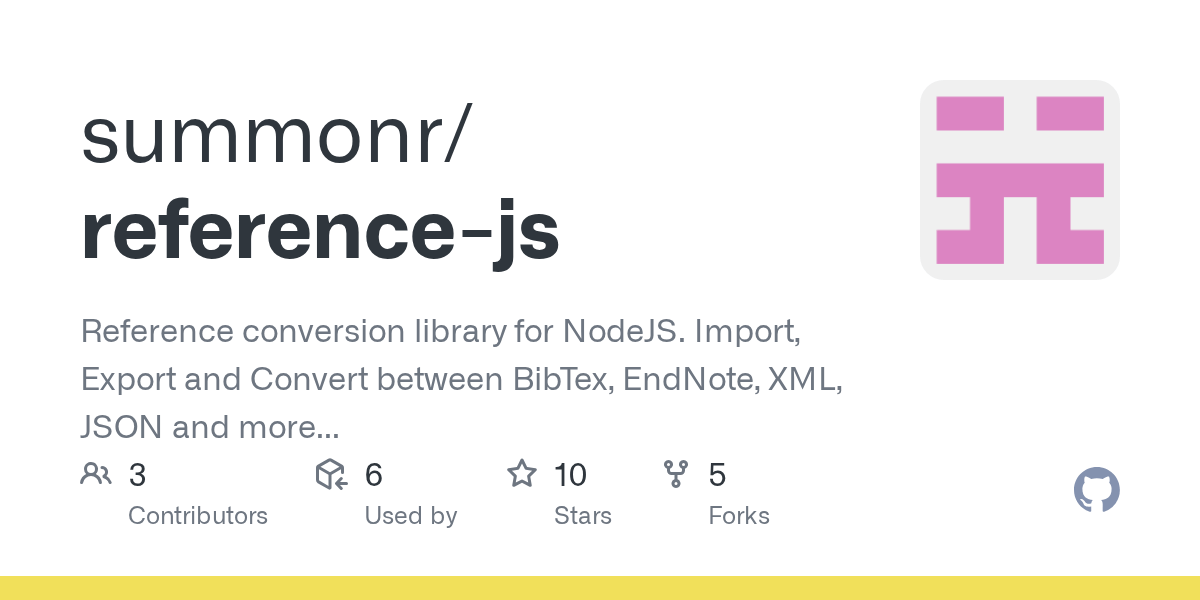 GitHub Natedeploys/referencejs Reference conversion library for
