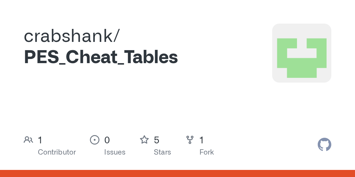 GitHub crabshank/PES_Cheat_Tables